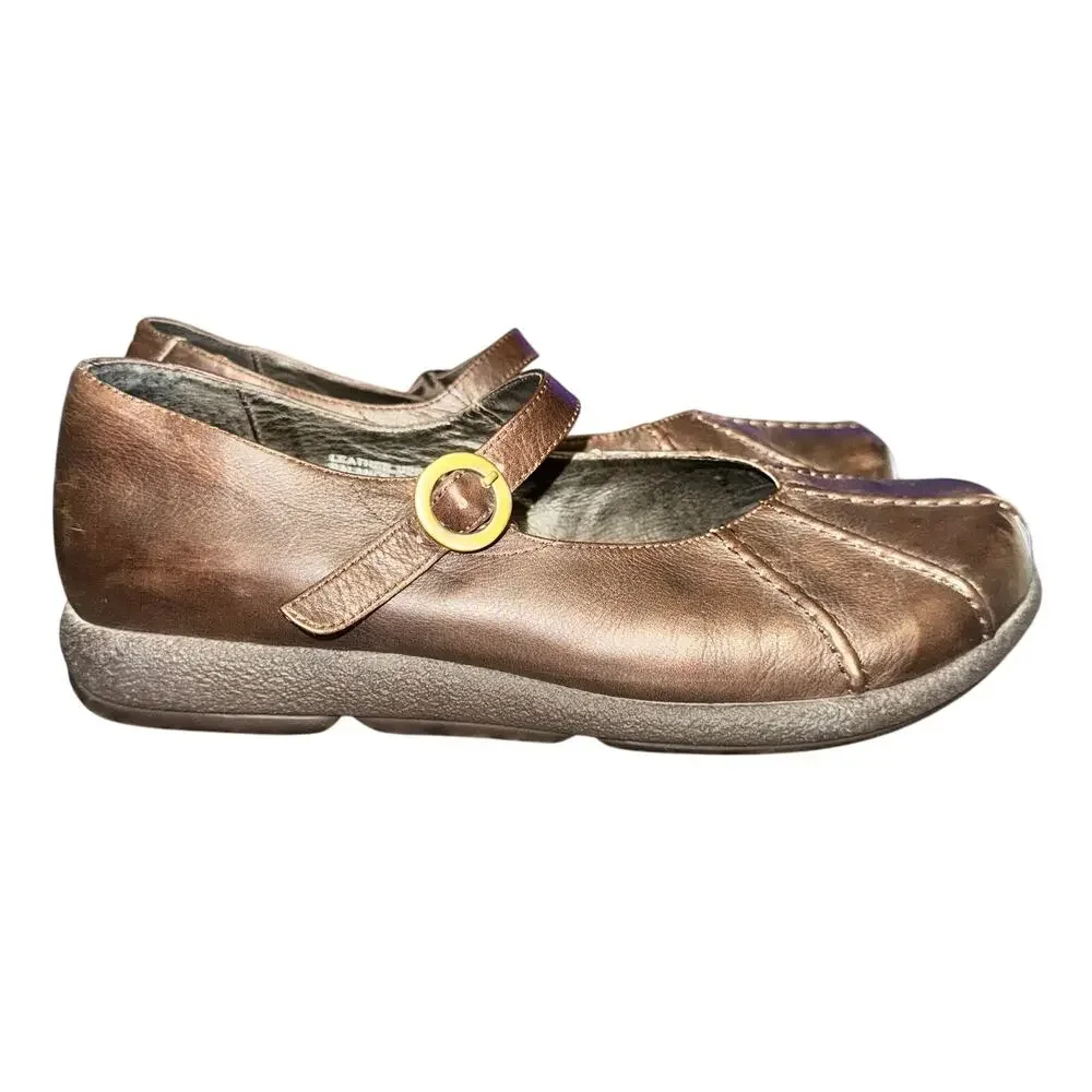 Dansko Giselle Mary Jane Flats Women's Size 10.5 Brown Leather Buckle Shoes